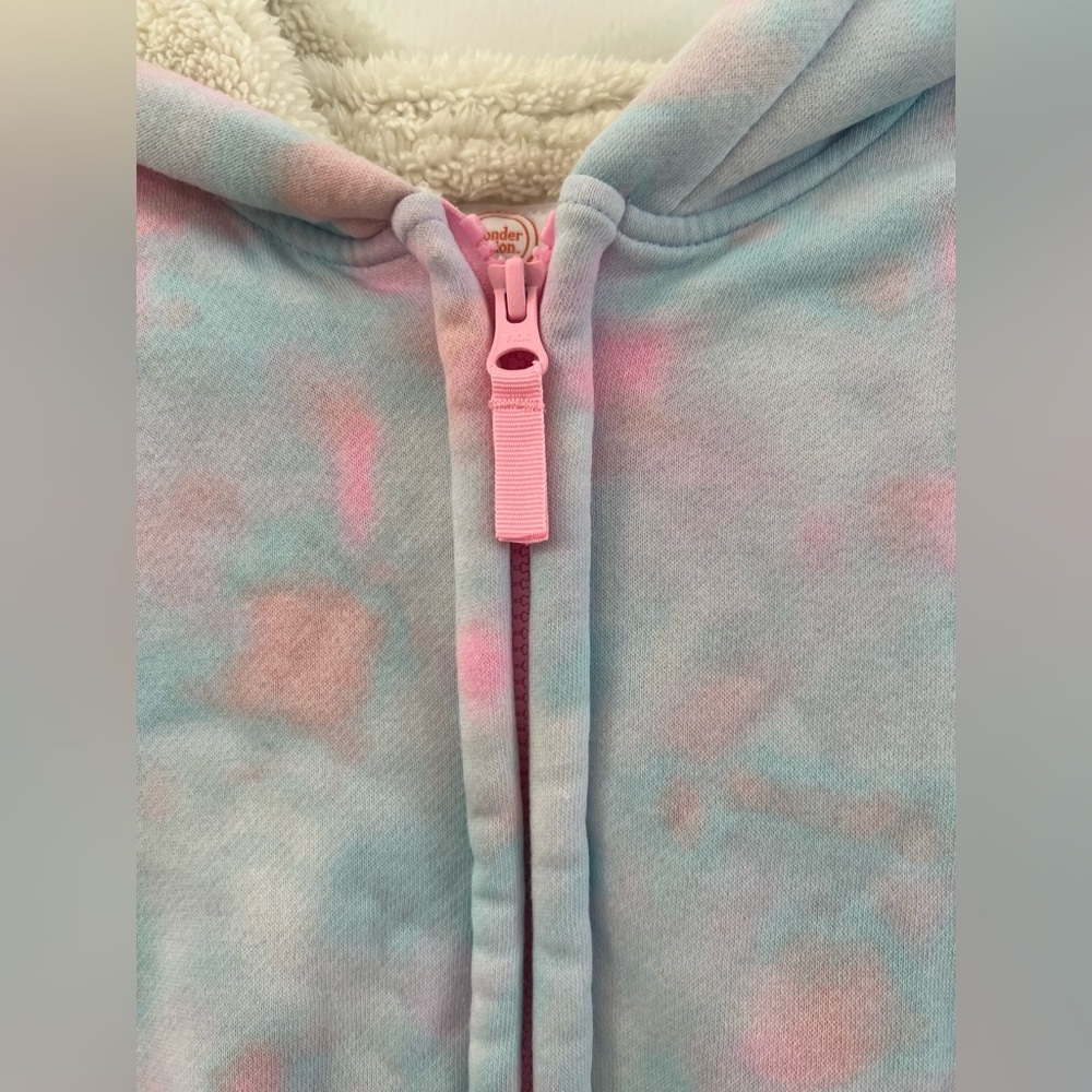 Wonder Nation Girls Kid Tough Zip Hoodie with Faux Shearling Lining,Size L 10-12 - Picture 8 of 12